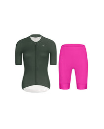 RIVANELLE Tricoul și pantaloni scurți de ciclism - ELEVATE - ciclamen/verde